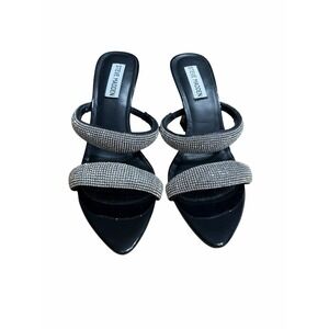 Steve Madden Black Crystal Double-Strap Slide Heels